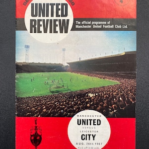 Original Football Programme 1967 Manchester United vs Leicester City  Football Gift for men vintage programme Football memorabilia