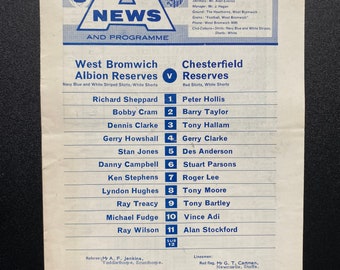 Original Football Programme 1967 West Bromwich vs Chesterfield Gift for men vintage programme Football memorabilia