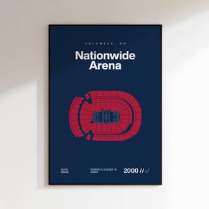 Columbus Blue Jackets Poster, Nationwide Arena Print, Mid Century Modern Hockey Poster, Sports Bedroom Posters , Minimalist Office Wall Art