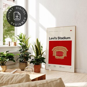 Poster San Francisco 49ers, Levi's Stadium-print, moderne voetbalposter uit het midden van de eeuw, sportslaapkamerposters, minimalistische kantoormuurkunst afbeelding 2