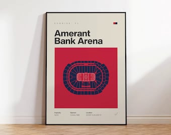 Florida Panthers Poster, Amerant Bank Arena Print, Mid Century Modern Hockey Wall Art, Sports Bedroom Poster, Minimalist Office Wall Art
