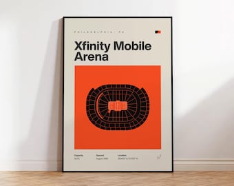 Philadelphia Flyers Poster, Xfinity Mobile Arena Print, Mid Century Modern Hockey Poster, Sports Bedroom Posters, Minimalist Office Wall Art