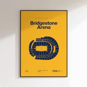 Nashville Predators Poster, Bridgestone Arena Stadium Print, Mid Century Modern Hockey Poster, Sport Bedroom Art, Minimalist Office Wall Art