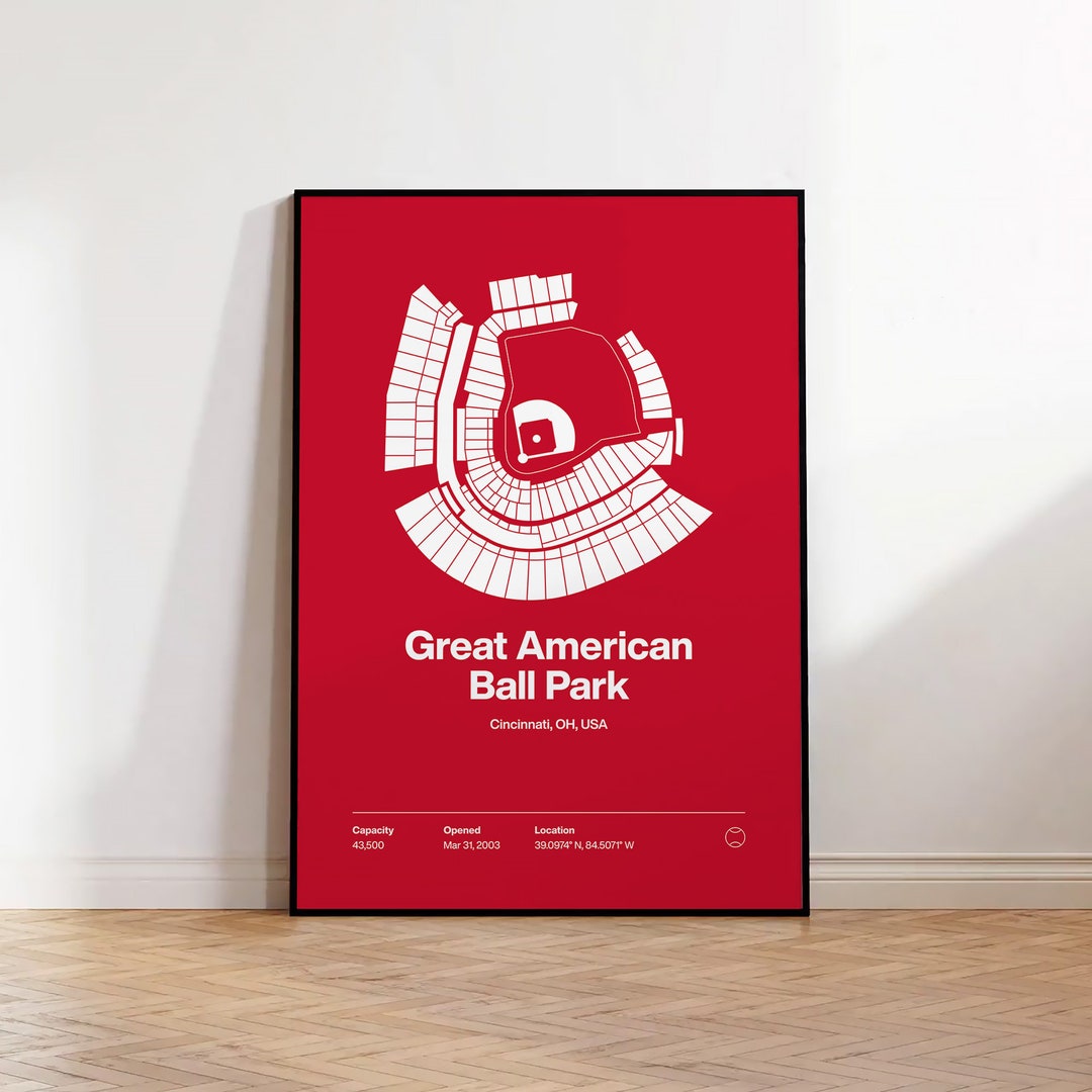 Cincinnati Reds Poster Great American Ball Park Stadium Etsy