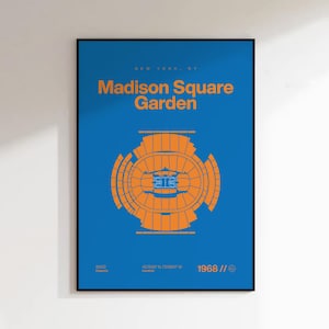 New York Knicks Poster, Madison Square Garden Print, Mid Century Modern Basketball Poster, Sports Bedroom Poster, Minimalist Office Wall Art
