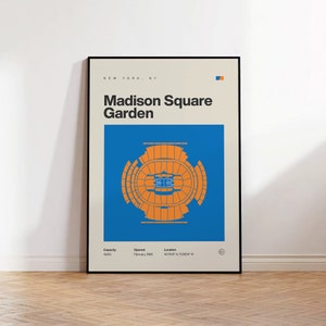 New York Knicks Poster, Madison Square Garden Print, Mid Century Modern Basketball Poster, Sports Bedroom Poster, Minimalist Office Wall Art