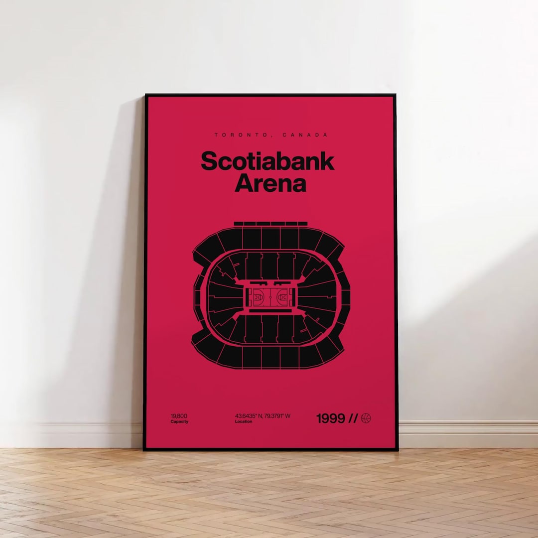 Toronto Raptors Poster, Scotiabank Arena Stadium Print, Mid Century ...
