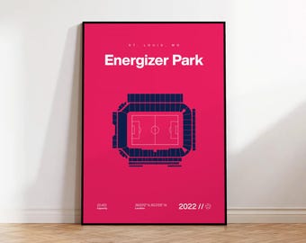 St. Louis City SC Poster, Energizer Park Stadium Print, Mid Century Modern Football Posters, Sports Bedroom Art, Minimalist Office Wall Art