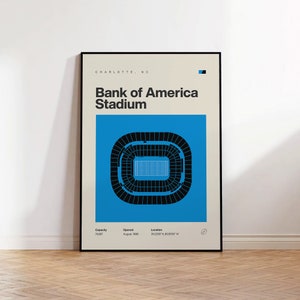 Carolina Panthers Poster, Bank of America Stadium Print, Mid Century Modern Football Poster, Sports Bedroom Art, Minimalist Office Wall Art