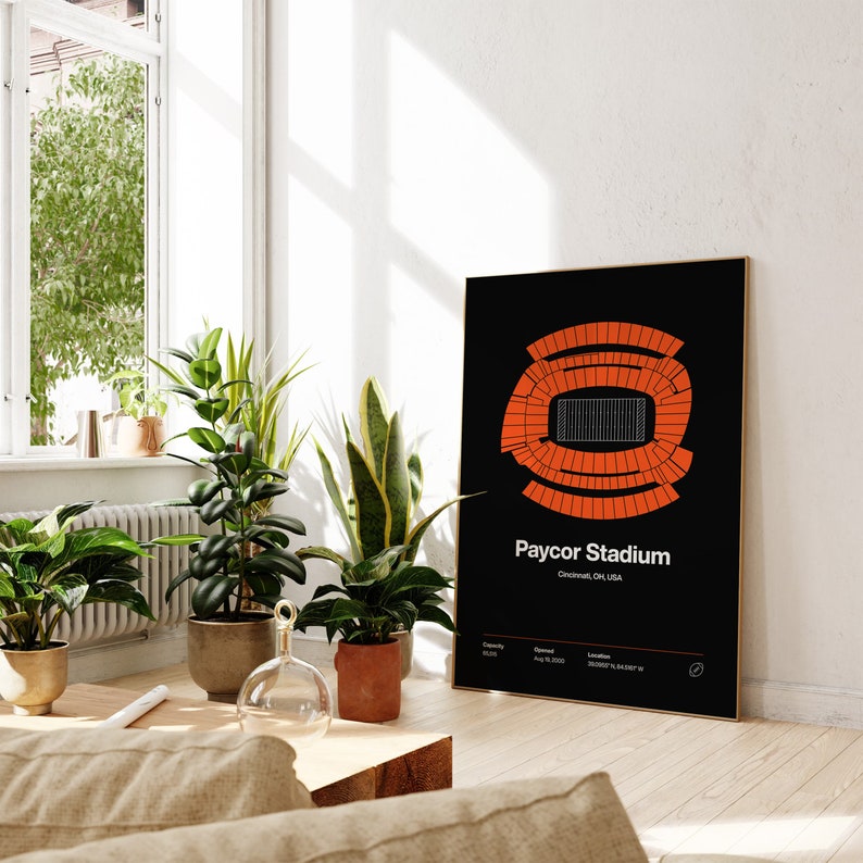 Cincinnati Bengals Poster Paycor Stadium Print Minimalist Etsy