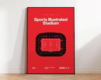 New York Red Bulls Poster, NY Sports Illustrated Stadium, Mid Century Modern Soccer Wall Art, Sport Bedroom Poster, Minimalist Office Art