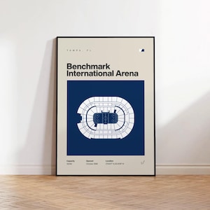 Tampa Bay Lightning Poster, Benchmark International Arena Print, Mid Century Modern Hockey, Sport Bedroom Poster, Minimalist Office Wall Art
