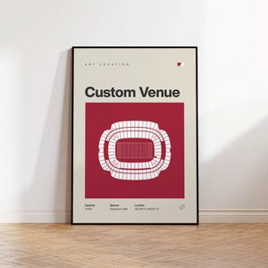 Benutzerdefiniertes Sportstätte Poster, jedes Team oder College-Stadion Druck, modernes Plakat der Mitte des Jahrhunderts, Sport Schlafzimmer Plakate, minimalistische Büro Wandkunst