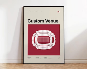 Custom Sports Venue Poster, Any Team or College Stadium Print, Mid Century Modern Poster, Sports Bedroom Posters, Minimalist Office Wall Art