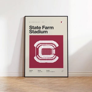 Póster de los Arizona Cardinals, impresión del estadio State Farm, póster de la NFL, arte de pared de fútbol moderno de mediados de siglo, regalo de fútbol, pósteres deportivos para el dormitorio