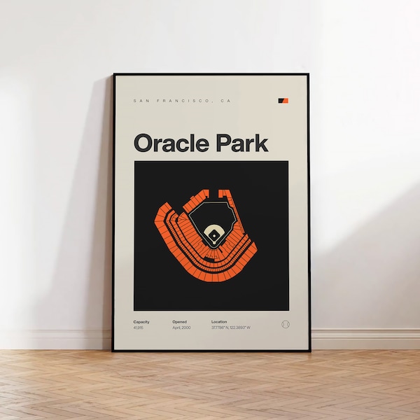 San Francisco Giants Poster, Orakel Park Stadium Print, Mid Century Modern Baseball Poster, Sport Schlafzimmer Dekor, minimalistische Büro Wandkunst