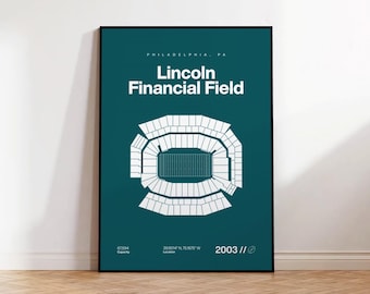 Philadelphia Eagles Poster, Lincoln Financial Field Stadium Print, Mid Century Modern Football Art, Bedroom Art, Minimalist Office Wall Art