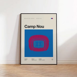 Barcelona Poster, Camp Nou Stadion Fußball Druck, Mid Century Modern Fußball Poster, Sport Schlafzimmer Poster, Minimalistische Büro Wandkunst