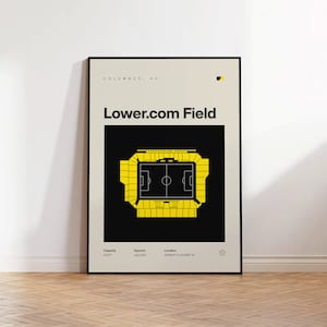 Columbus Crew Poster, Lower.com Field Stadium Print, Mid Century Modern Soccer Poster, Football Bedroom Posters, Minimalist Office Wall Art