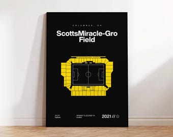 Columbus Crew Poster, ScottsMiracle-Gro Field Print, Mid Century Modern Soccer Poster, Sport Bedroom Poster, Minimalist Office Wall Art