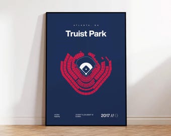 Atlanta Braves Poster, Truist Park Stadium Print, Mid Century Modern Baseball Poster, Sports Bedroom Posters, Minimalist Office Wall Art
