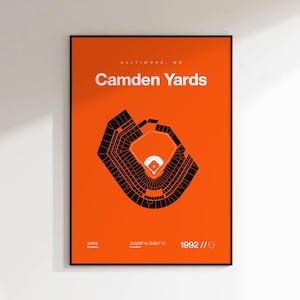 Baltimore Orioles Poster, Camden Yards Stadium Print, Mid Century Modern Baseball Poster, Sports Bedroom Posters, Minimalist Office Wall Art