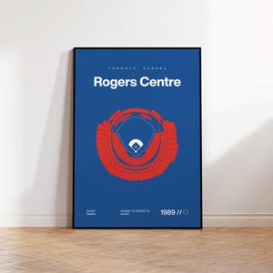 Toronto Blue Jays Poster, Rogers Centre Stadium Print, Mid Century Modern Baseball Poster, Sports Bedroom Poster, Minimalist Office Wall Art