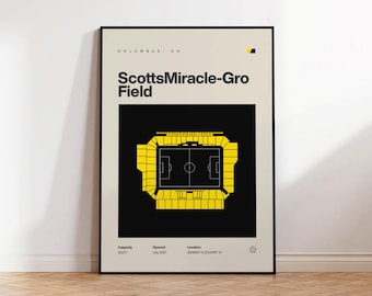 Columbus Crew Poster, ScottsMiracle-Gro Field Print, Mid Century Modern Soccer Poster, Sport Bedroom Poster, Minimalist Office Wall Art
