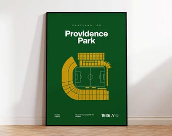 Portland Timbers Poster, Providence Park Stadium Print, Mid Century Modern Soccer Posters, Football Bedroom Art, Minimalist Office Wall Art