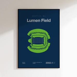 Seattle Seahawks Poster, Lumen Field Stadium Print, Mid Century Modern Football Poster, Sports Bedroom Posters, Minimalist Office Wall Art