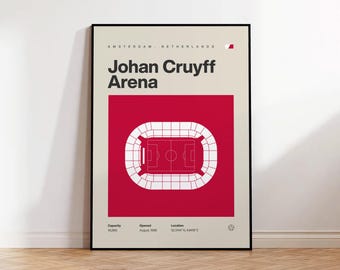 Amsterdam Football Poster, Cruyff Arena Stadium Print, Mid Century Modern Soccer Poster, Bedroom Art, Sports Minimalist Office Wall Art