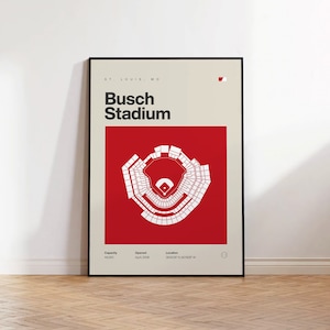 St. Louis Cardinals Poster, Busch Stadium Print, Mid Century Modern Baseball Poster, Sports Bedroom Posters, Minimalist Office Wall Art