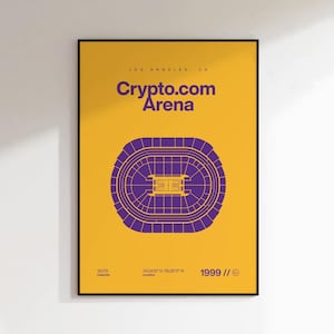 LA Lakers Poster, Los Angeles Crypto.com Arena Stadium Print, Mid Century Modern Basketball Posters, Bedroom Art, Minimalist Office Wall Art
