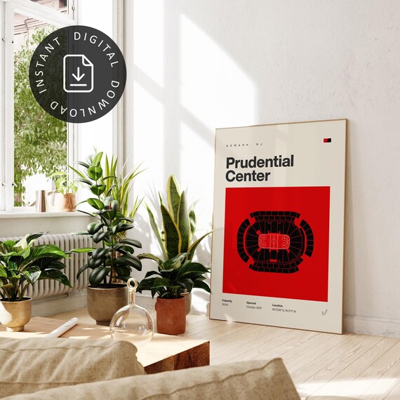 New Jersey Devils Poster, Prudential Center Print, Mid Century