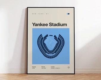 New York City FC Poster, NY Yankee Stadium Print, MLS Poster, Mid Century Modern, Soccer Wall Art, Football Fan Gift, Sports Bedroom Poster