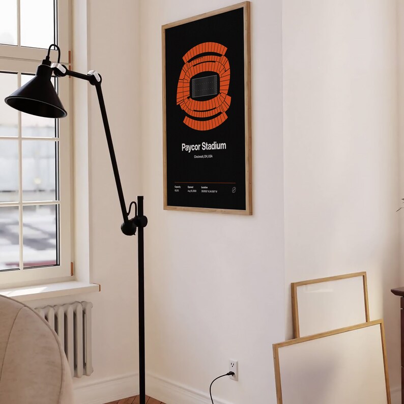 Cincinnati Bengals Poster, Paycor Stadium Print, Minimalist Football