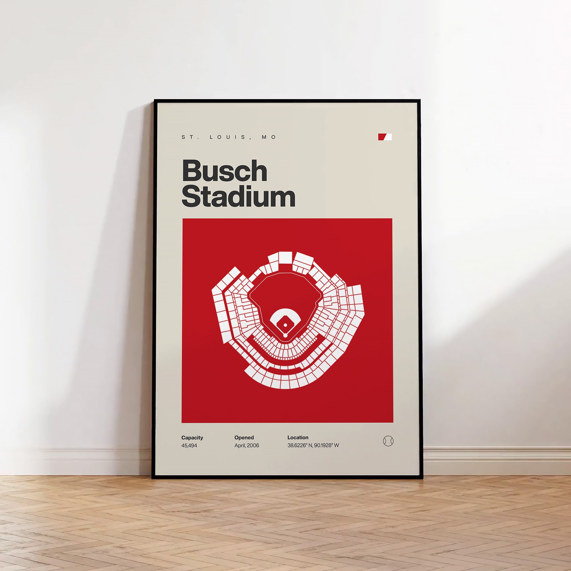 St. Louis Cardinals Poster Busch Stadium Print Mid Century 