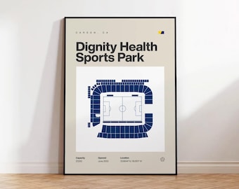LA Galaxy Poster, LA Dignity Health Sports Park Print, Mid Century Modern Soccer Poster, Bedroom Art, Sports Minimalist Office Wall Art