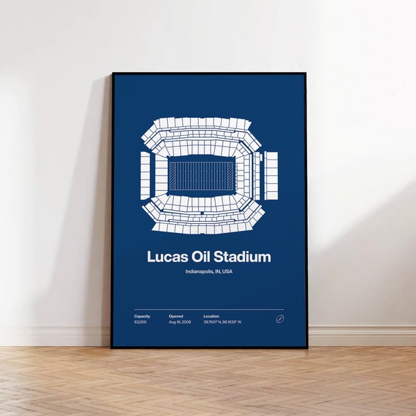 Affiche des Indianapolis Colts, impression du stade Lucas Oil, art mural football minimaliste, impression de fan de sport cadeau pour lui