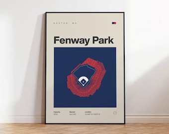 Boston Red Sox Poster, Fenway Park Stadion Druck, Mid Century Modern Baseball Poster, Sport Schlafzimmer Poster, Minimalistische Büro Wandkunst