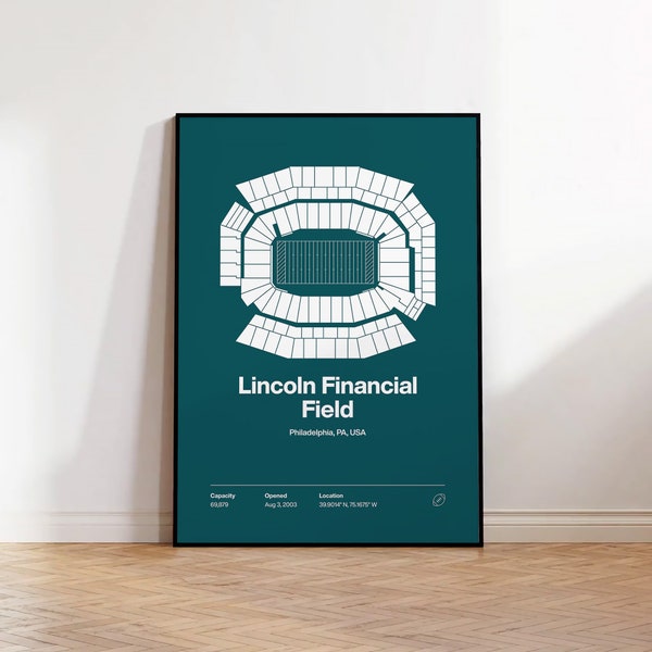 Philadelphia Eagles Poster, Lincoln Financial Field Stadium Print, Minimalist Football Wall Art, Sports Fan Print Gift for Him