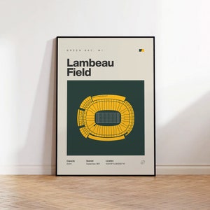 Green Bay Packers Poster, Lambeau Field Stadion Druck, Mid Century Modern Football Poster, Sport Schlafzimmer Kunst, Minimalistische Büro Wandkunst