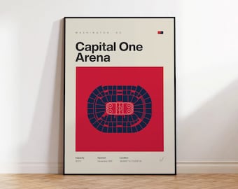 Washington Capitals Poster, Capital One Arena Print, Mid Century Modern Hockey Wall Art, Sports Bedroom Poster, Minimalist Office Wall Art