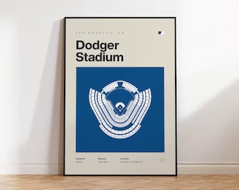 LA Dodgers Poster, Los Angeles Dodger Stadium Print, Mid Century Modern Baseball Poster, Sports Bedroom Posters, Minimalist Office Wall Art