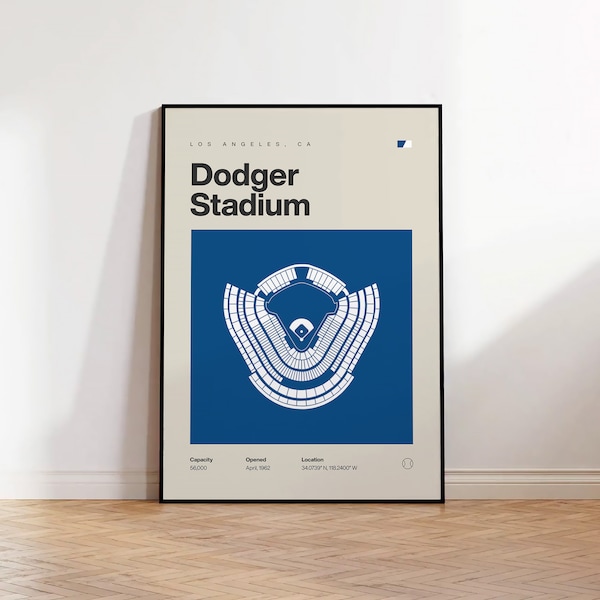 LA Dodgers Poster, Los Angeles Dodger Stadium Print, Mid Century Modern Baseball Poster, Sports Bedroom Posters, Minimalist Office Wall Art