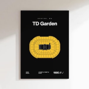 Boston Bruins Poster, TD Garden Hockey Arena Print, Mid Century Modern Sports Hockey Wall Art (Digital Download)