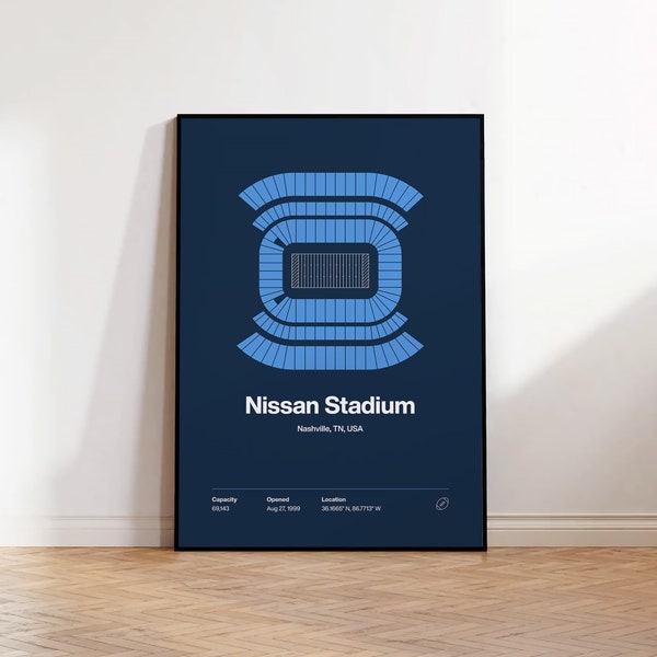 Tennessee Titans Poster, Nissan Stadium Print, NFL Poster, Mid Century Modern, Football Wall Art, Football Fan Gift, Sports Bedroom Poster