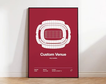 Custom Sports Venue Poster, Any Team or College Stadium Print, Mid Century Modern Sports Arena Wall Art (Digital Download)