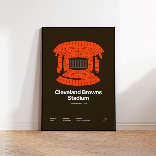 Cleveland Browns Poster, Browns Stadium Print, Minimalist Football Wall Art, Sports Fan Print Gift for Him