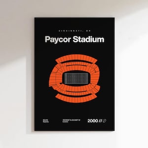 Cincinnati Bengals Poster, Paycor Stadium Print, Mid Century Modern Football Poster, Sports Bedroom Posters, Minimalist Office Wall Art